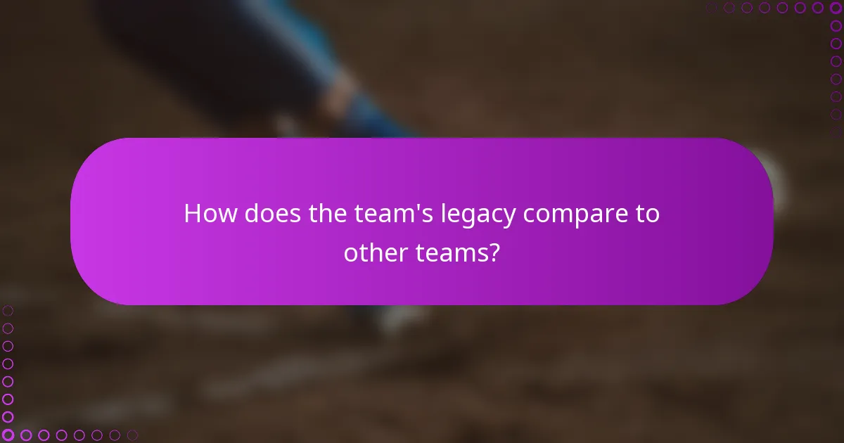 How does the team's legacy compare to other teams?
