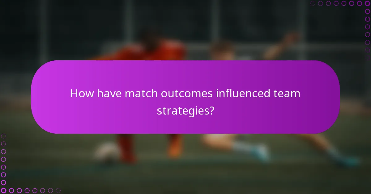 How have match outcomes influenced team strategies?