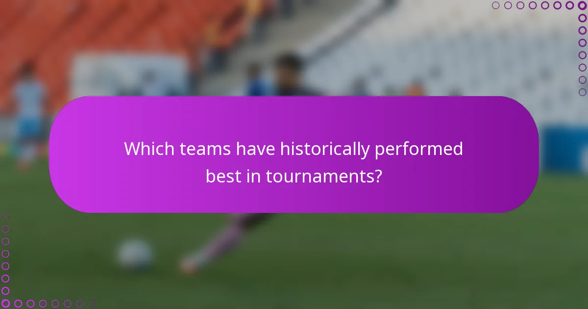 Which teams have historically performed best in tournaments?